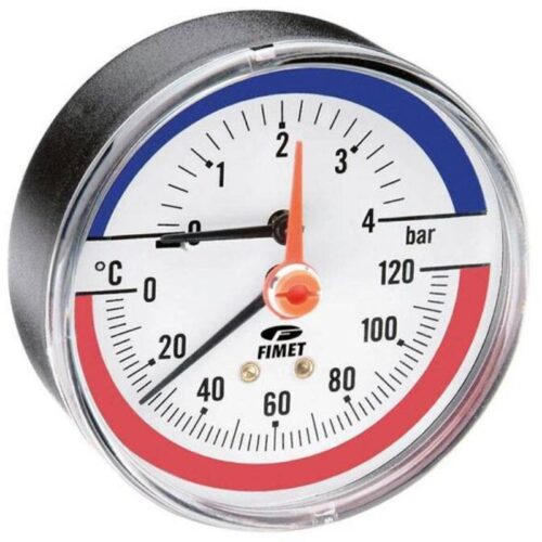 Termomanometar 0-120  °C do 6 Bar fi 80mm s nepovratnim ventilom (65127)